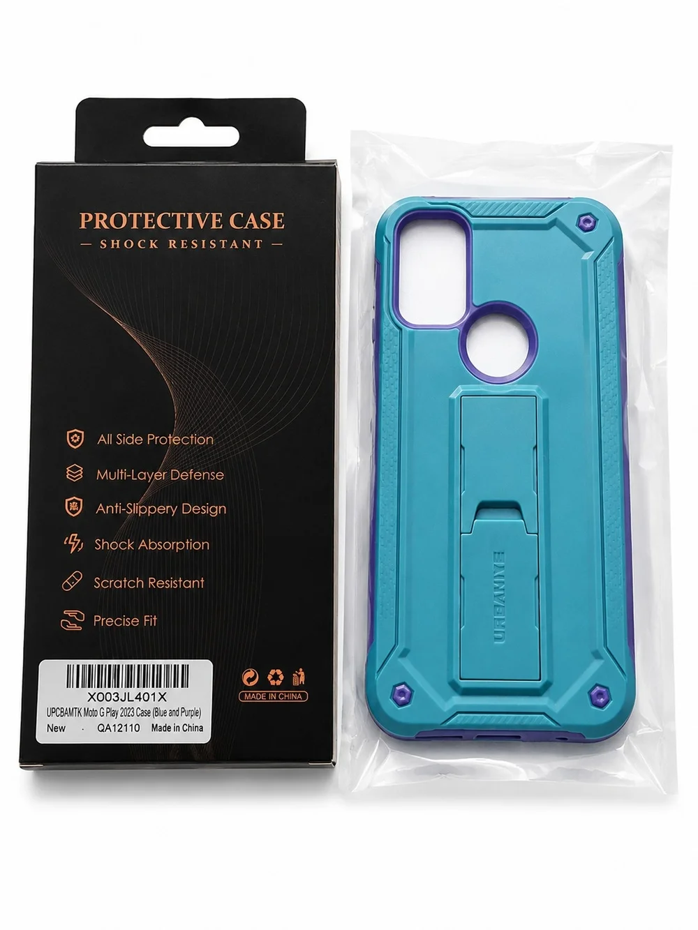 Protective Shock-Resistant Phone Case - Teal & Purple Moto G Play 2023